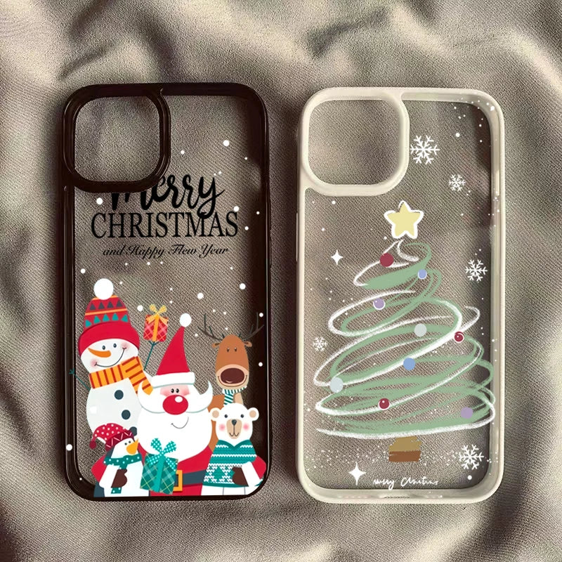 Christmas Tree Santa Claus Clear Phone Case