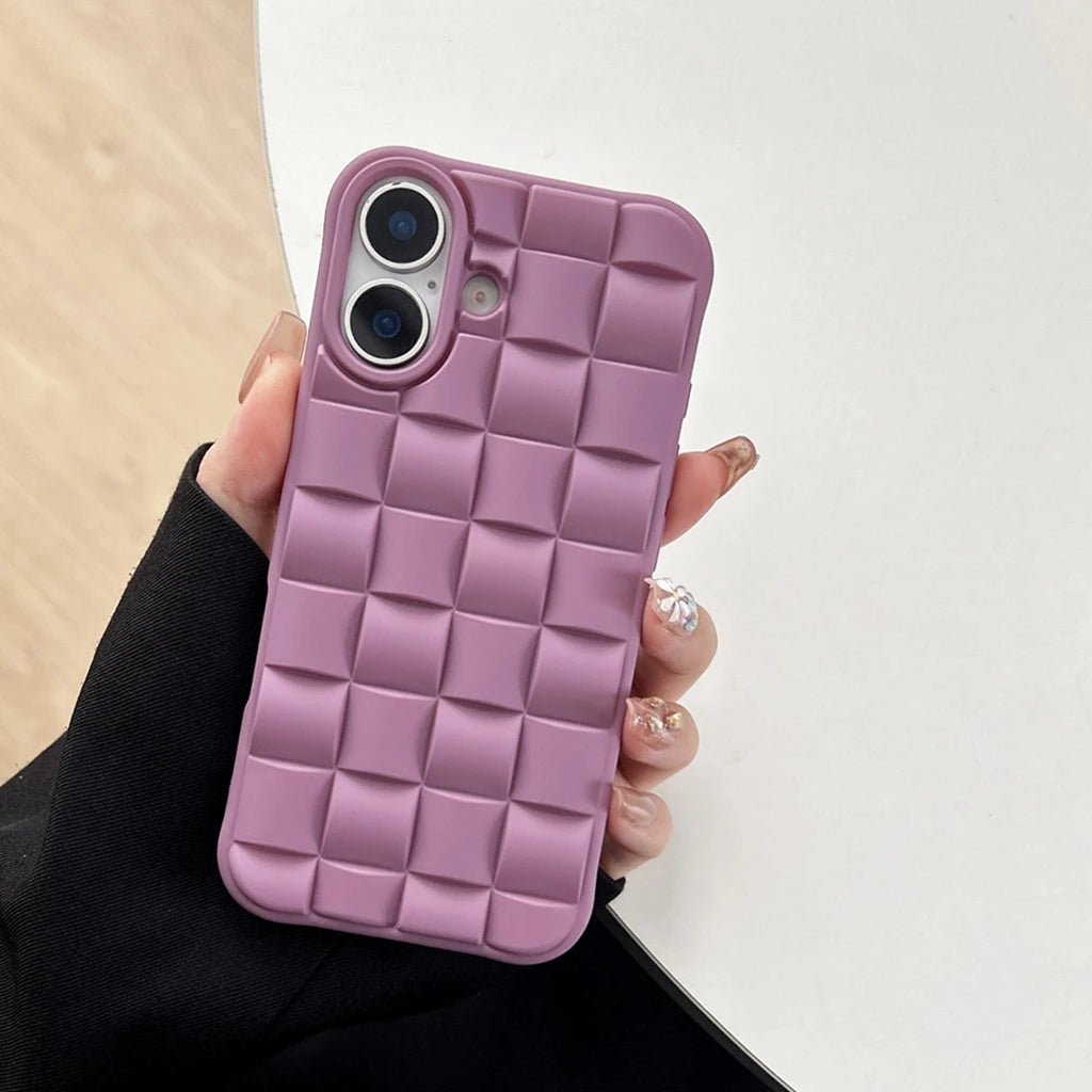Personality Solid Color Matte Stereoscopic Weaving Pattern Shock Proof Phone Case