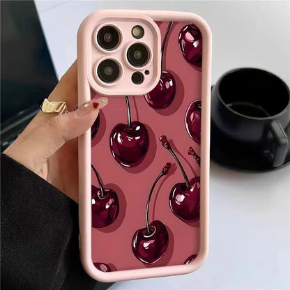 Bright Cherry Pattern Print Shockproof Soft Phone Case
