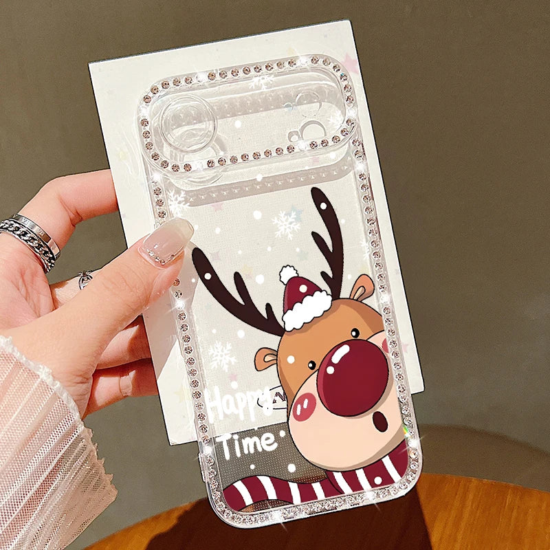 Phone Case Christmas Elk Santa Claus Diamond