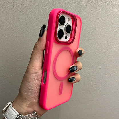 Luxury Metal Camera Stand Holder Matte Clear Phone Case