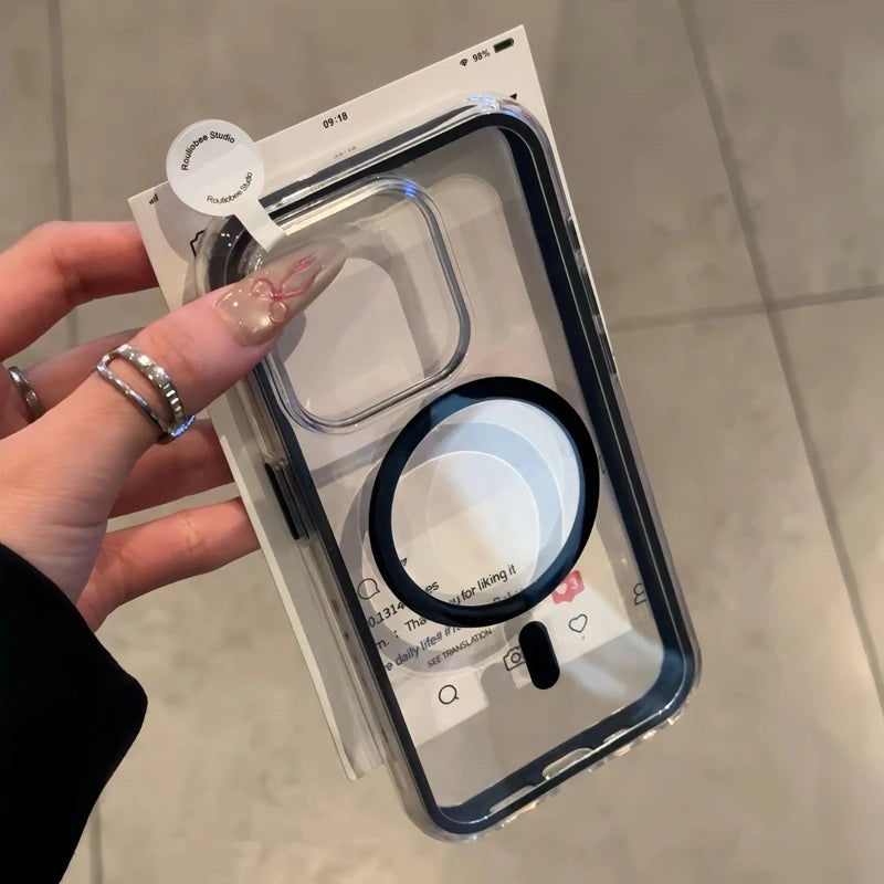Luxury Transparent Frame Magsafe Phone Case