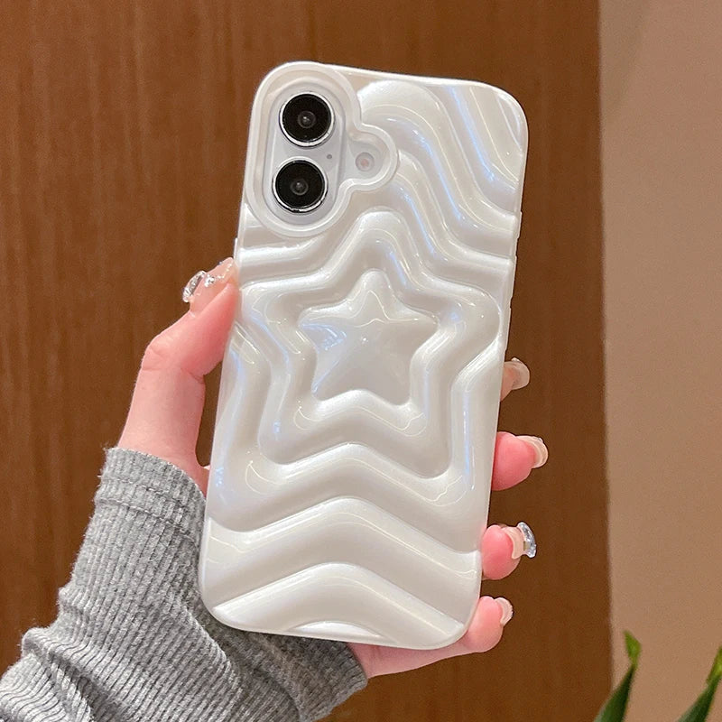 Fashion Pearl White Imprint Star Phone Case
