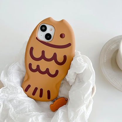 Cute Cartoon Animal 3D Taiyaki Fish Silicone Phone Case