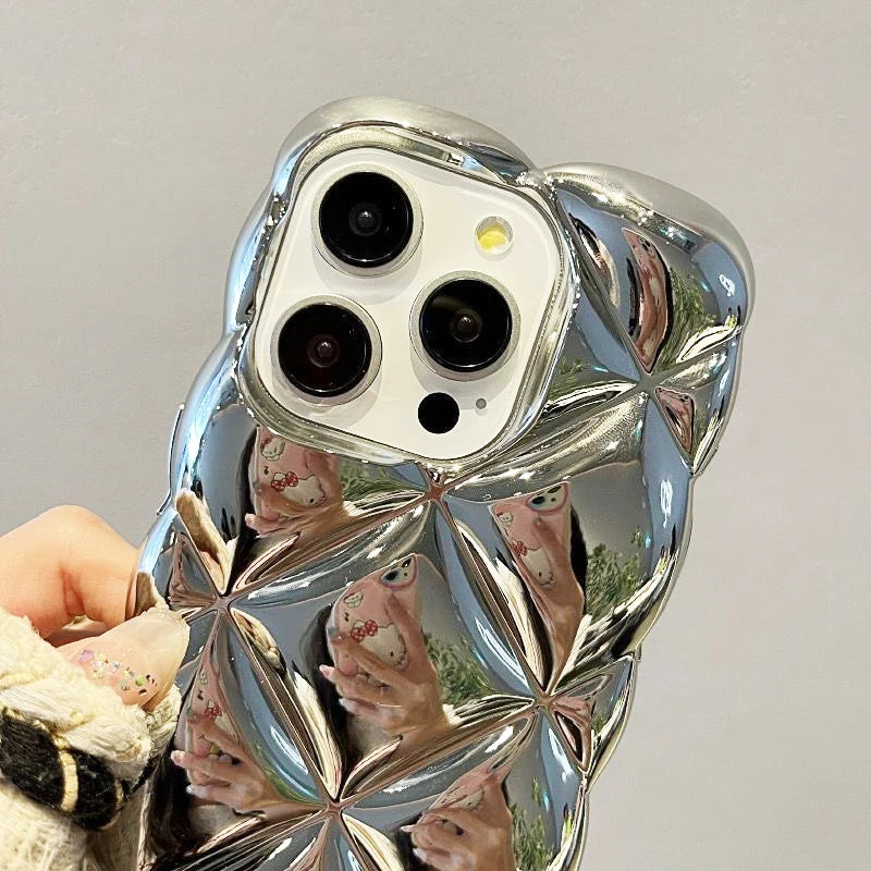 Fashion Plating Silver Rhombus Plaid Pattern Phone Case