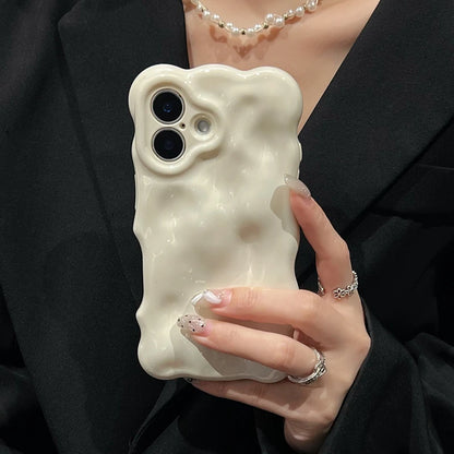 Ins Fashion White 3D Wave Texture Phone Case