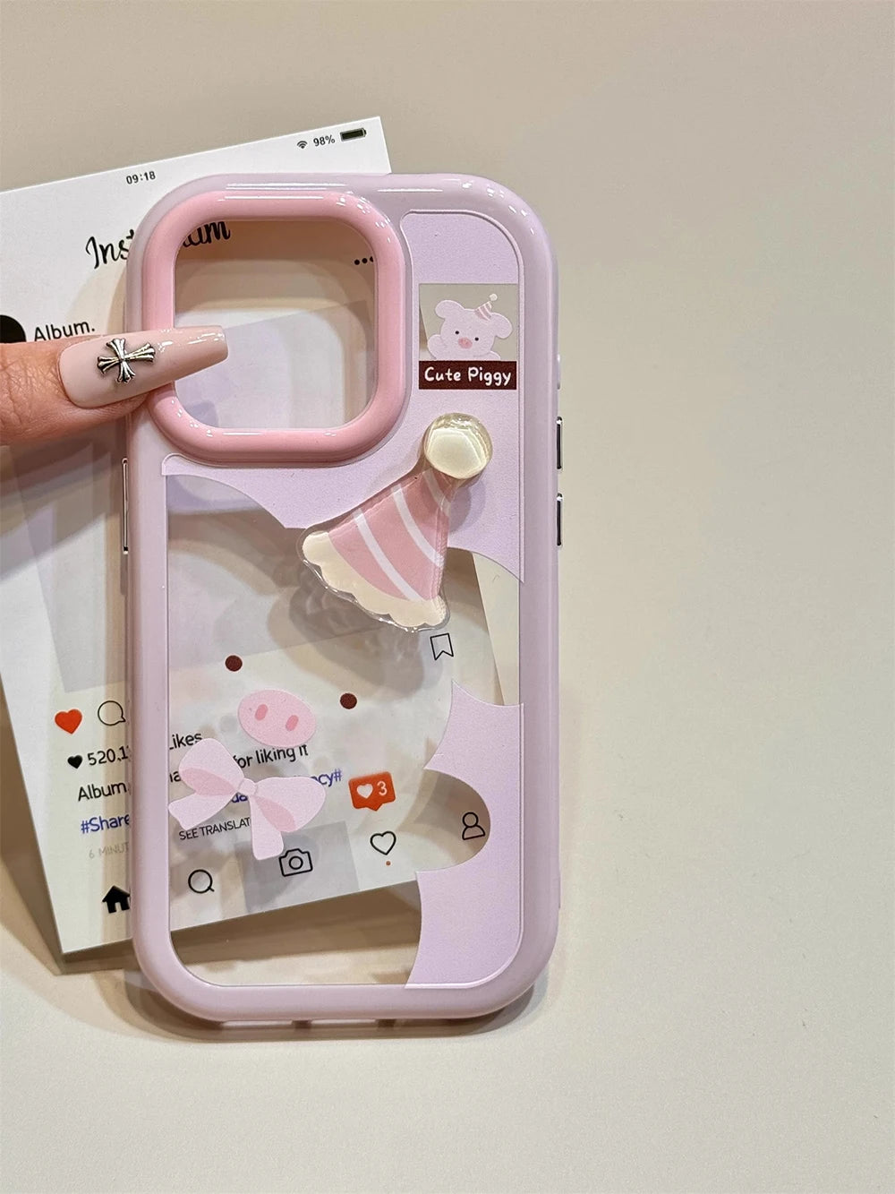 Cute Animal Fruits Series Rotating Stickers with Holder Phone Case