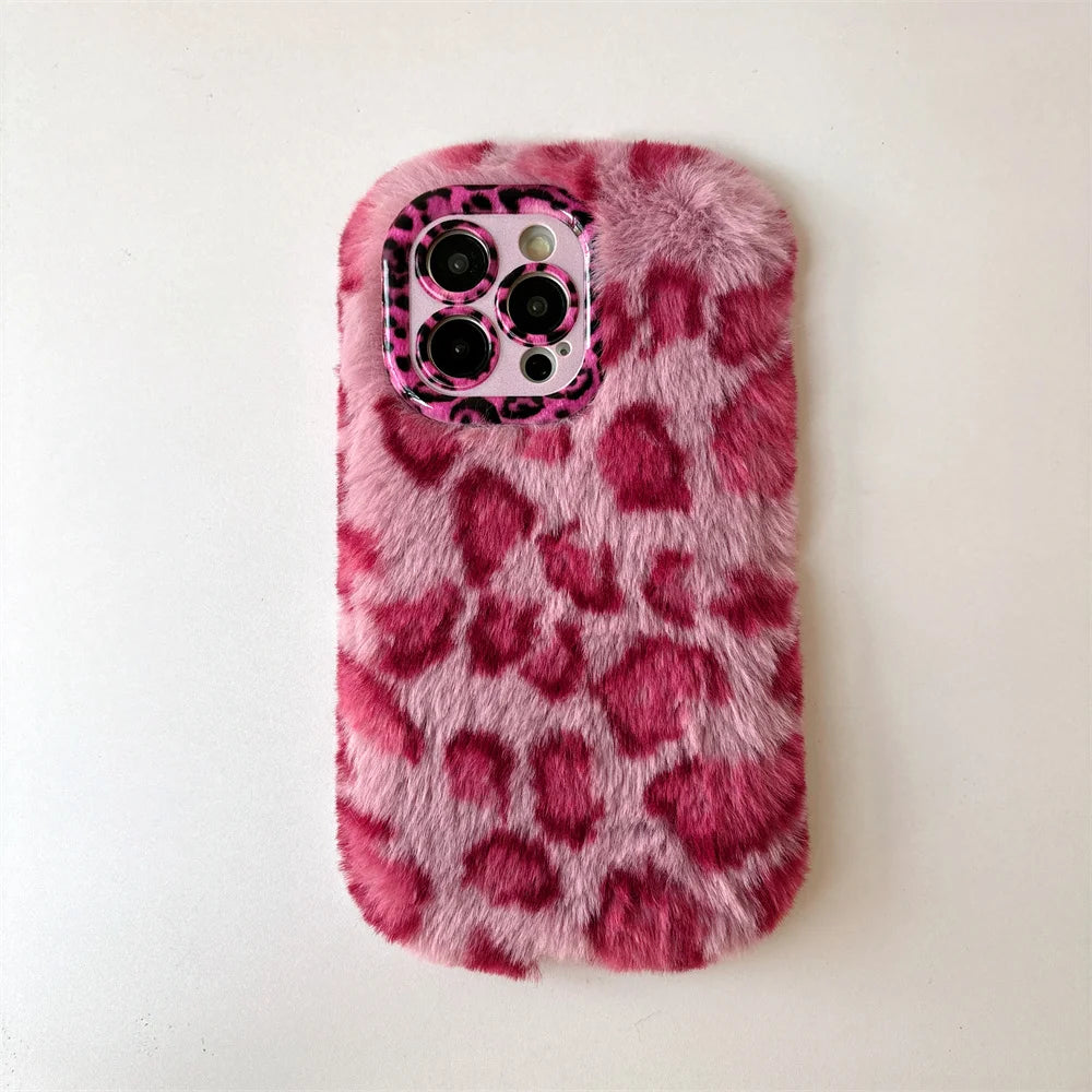 Fashion Leopard Fluffy Fur Phone Case