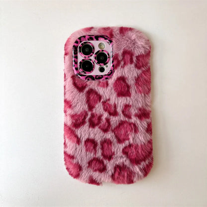 Fashion Leopard Fluffy Fur Phone Case