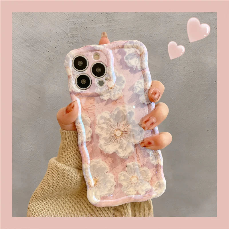Laser Flowers Glitter Soft Silicone iPhone Case