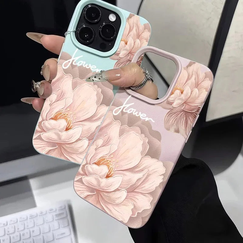 Diagonal Large Flower Lichee Pattern Silicone Phone Case