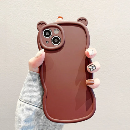 Fashion Cute Bear Ears Wave Side Phone Case