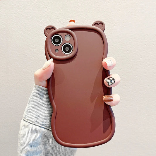 Fashion Cute Bear Ears Wave Side Phone Case