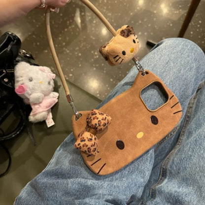 Brown Leopard Print Hello Kitty Big Face Phone Case