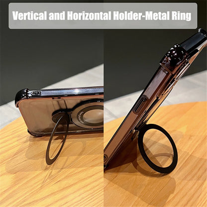 Luxury Plating Shockproof Magnetic Bracket For Magsafe Clear Phone Case