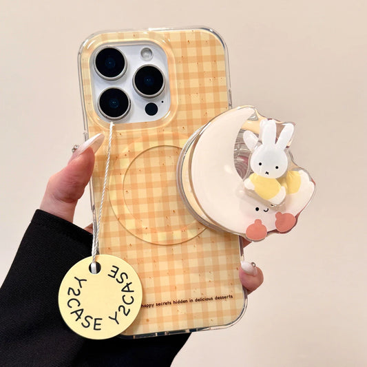 Cute Yellow Grid Wireless Charge Magsafe Cartoon Phone Case