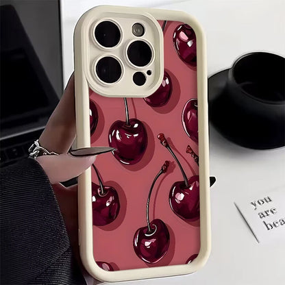 Bright Cherry Pattern Print Shockproof Soft Phone Case