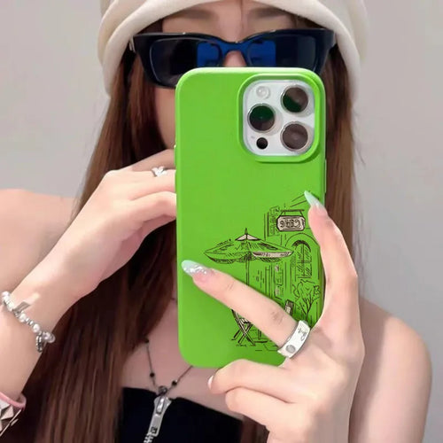 Phone Case Vintage Black Street Shop Design Non-slip Soft TPU Cover