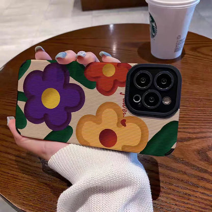 Fashion Big Flower Silicone Leather Phone Case