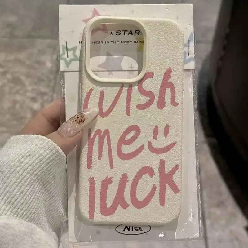 English Smiling Face Lichee Pattern Silicone Phone Case