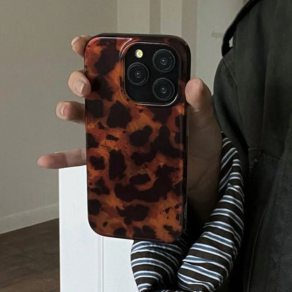 Retro Amber Texture Laser Phone Case Stylish Leopard Print Soft Cover