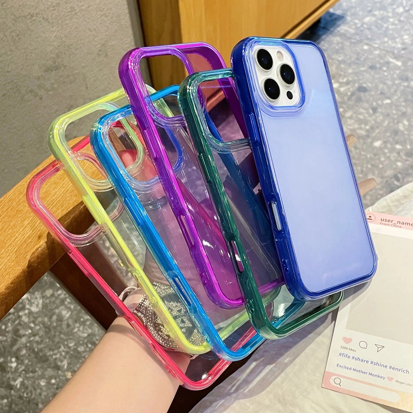Fashion 2 IN 1 Jelly Candy Color Clear Phone Case