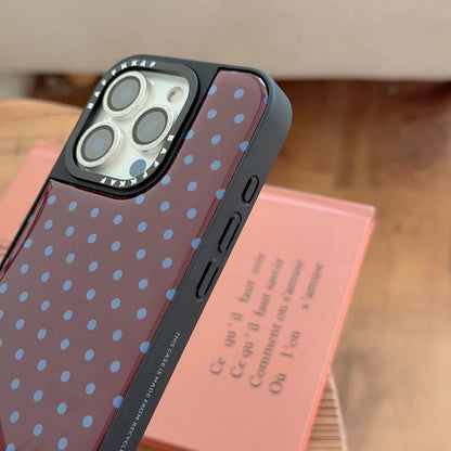 Luxury Ins Wine Red Polka Dots Black Edge Phone Case