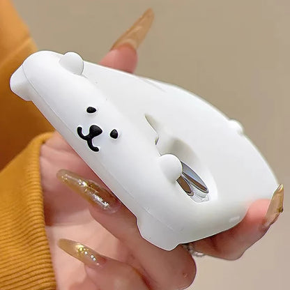 Cute 3D Bear White Soft Silicone Phone Case