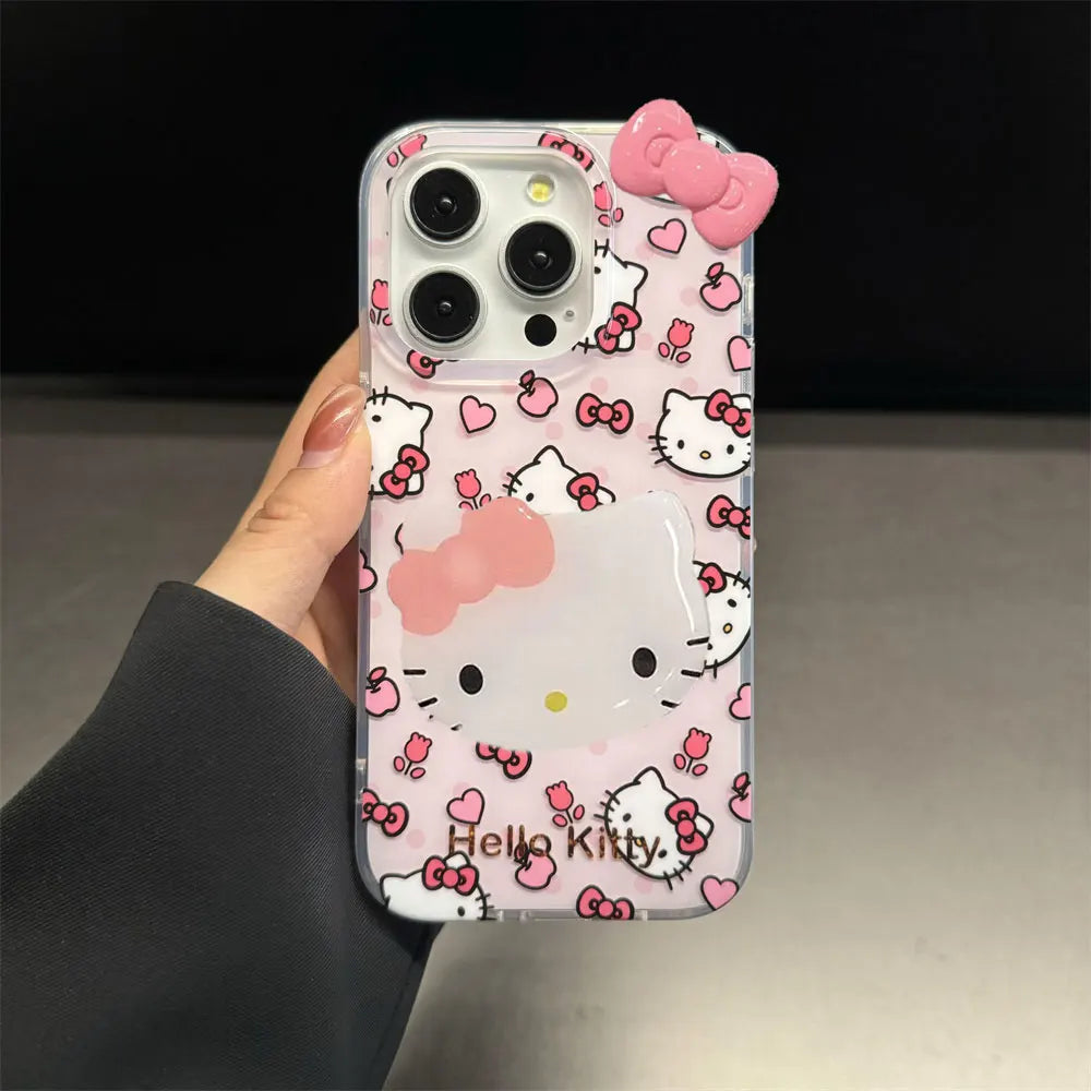 Flower Hello Kitty Full Screen KT Bow Love Phone Case
