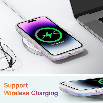 Stylish Phone Case Retro Oil Painting Flower Glossy Cute Floral Wave Border Exquisite Cover