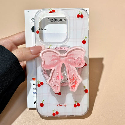 Korean Cute Cherry Bowknot Magnetic Phone Case