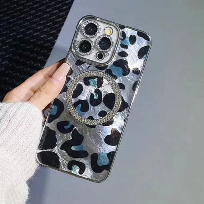 Laser Leopard Glitter Magnetic Phone Case