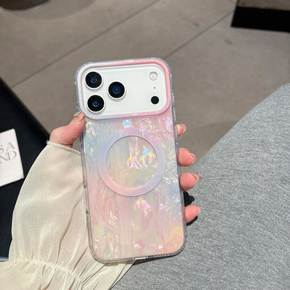 Gradient Shell Pattern Wireless Charge Magnetic Clear Phone Case