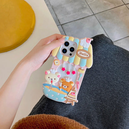 Kawaii 3D Cartoon Rilakkuma Dessert Story Chef Bear Phone Case