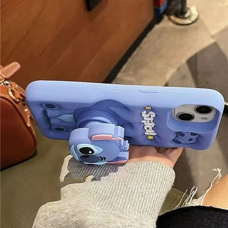 Cute Stitch Head Grip Tok Holder Silicon Soft Phone Case