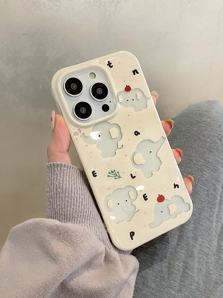Cartoon Cute Hollow Out Elephant IMD Phone Case
