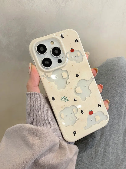 Cartoon Cute Hollow Out Elephant IMD Phone Case