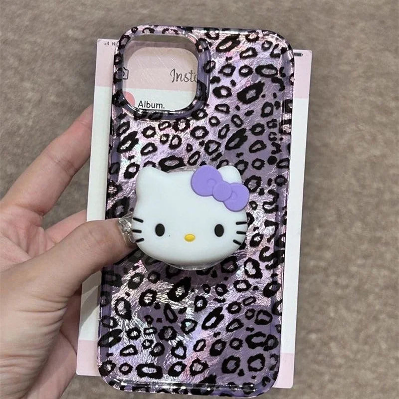 Hello Kitty Leopard Grip Holder Hard Phone Case