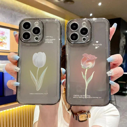 Tulip Phone Case Shockproof Transparent Cover Silicone Fundas