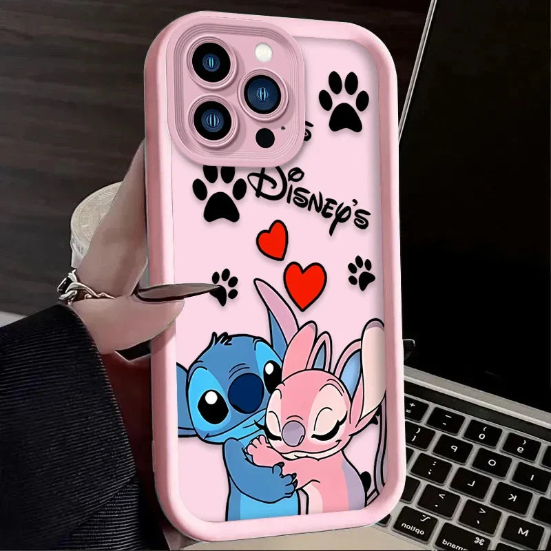 Disney Stitch Angel Silicone Phone Case for iPhone