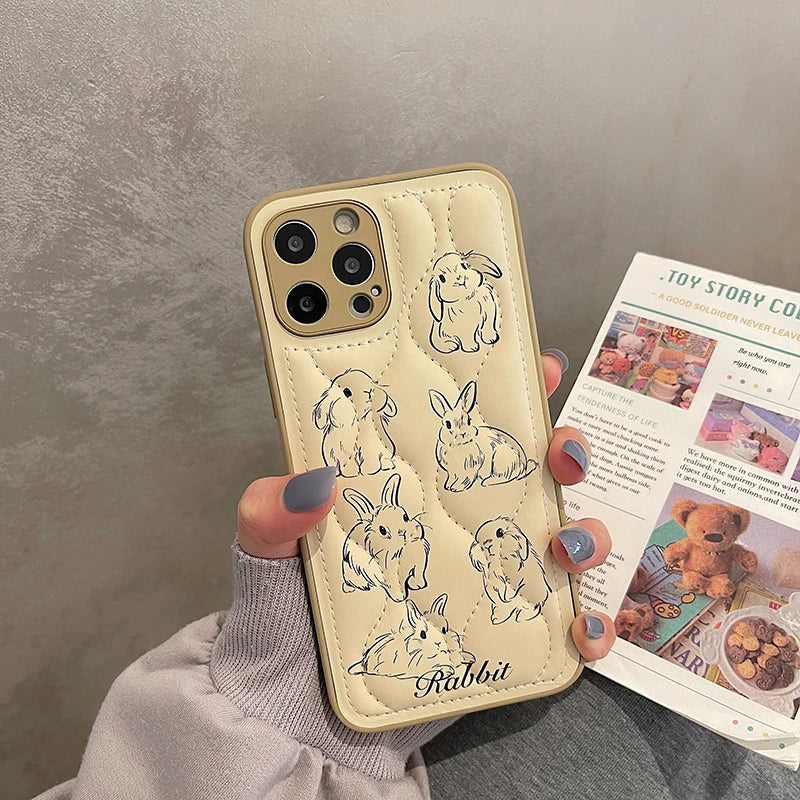 Lovely Rabbit Curve Shockproof Phone Case