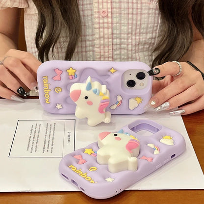 Cute 3D Cartoon Rainbow Unicorn Horse Phone Case
