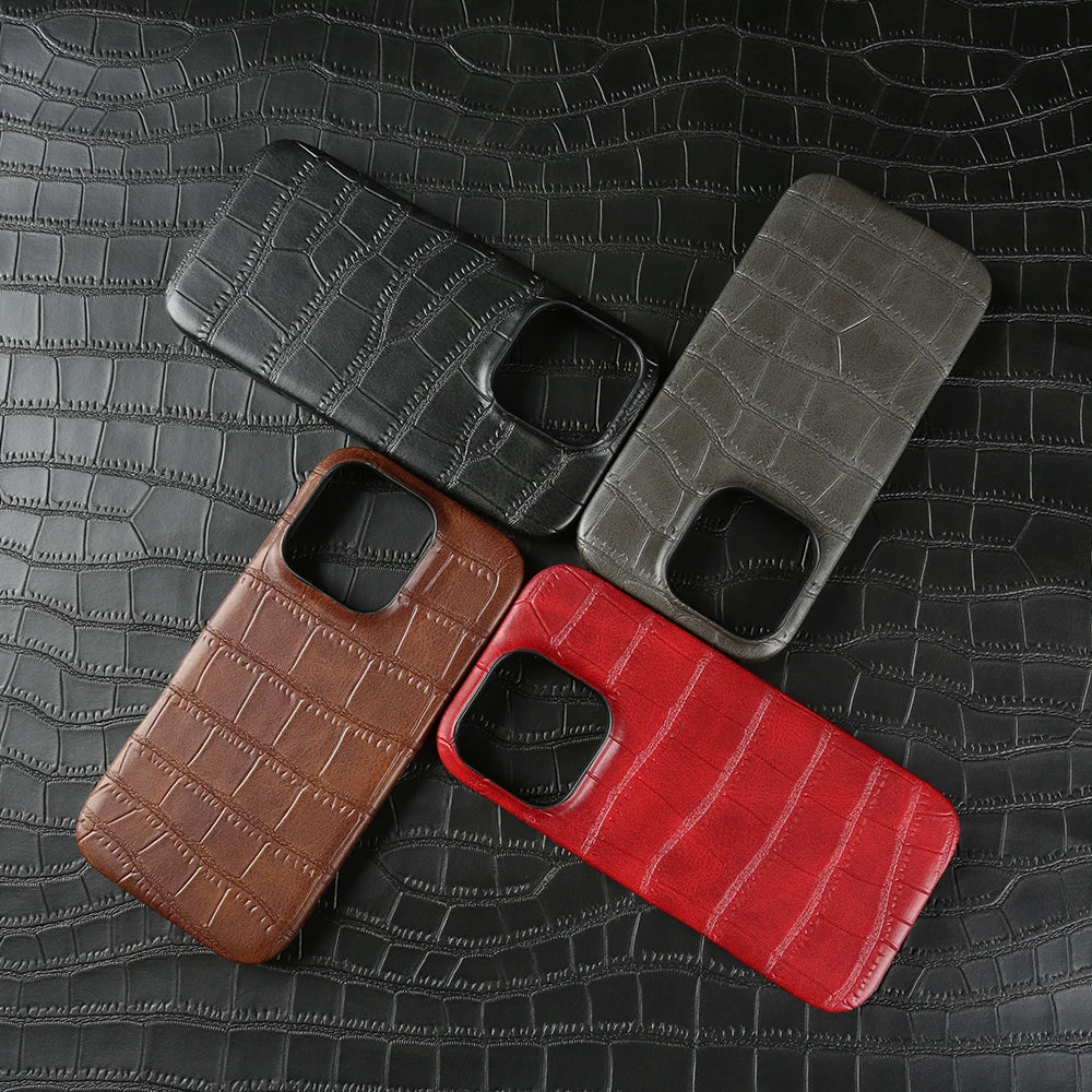New Luxury Crocodile Leather Phone Case
