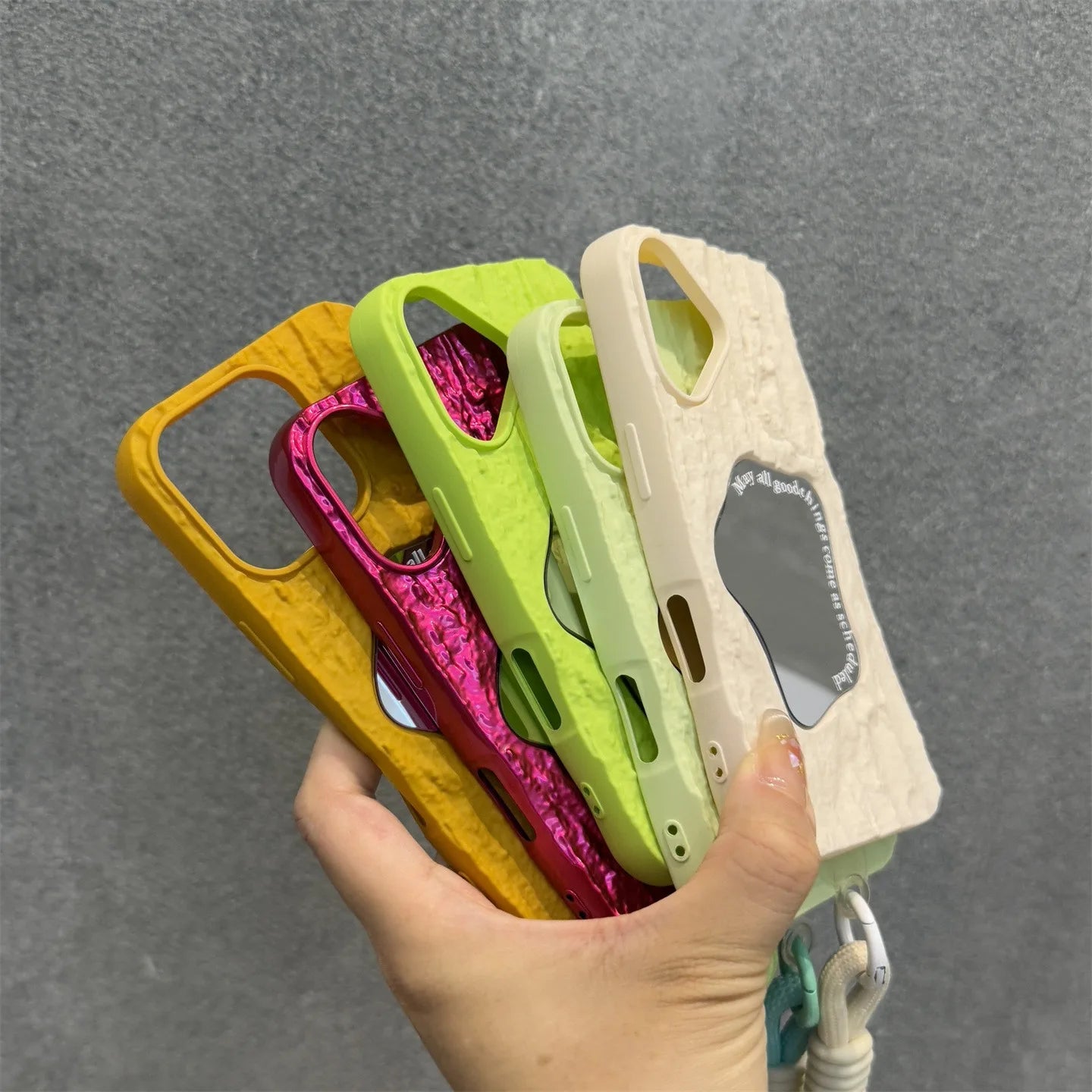 Fashion Silicone Wrinkle makeup mirror Phone Case