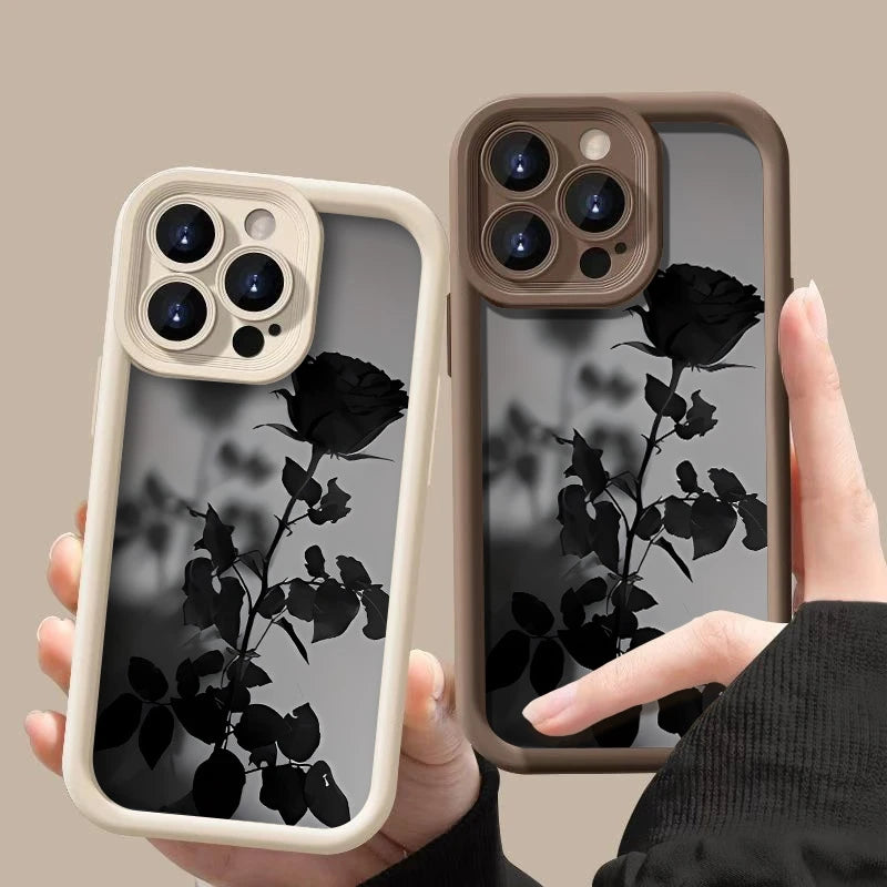 Minimalist Black Rose Pattern Phone Case
