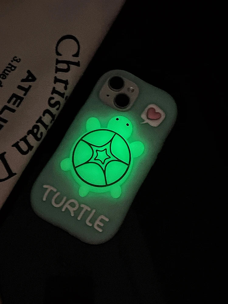 Cartoon Cute Luminous Turtle Kickstand Soft Silicone Phone Case