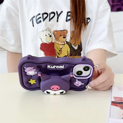 Kuromi Phone Case with Grip Holder for iPhone