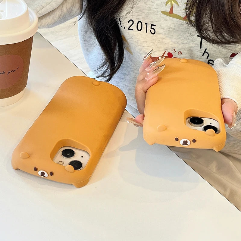 Cartoon Cute Funny 3D Bear Soft Silicone Phone Case