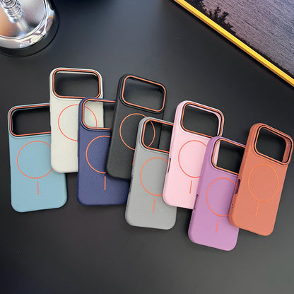 Frosted Hit Color Lichee Pattern Magnetic Phone Case