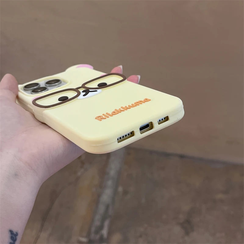 NEW Rilakkuma Bear Wear Glasses Phone Case